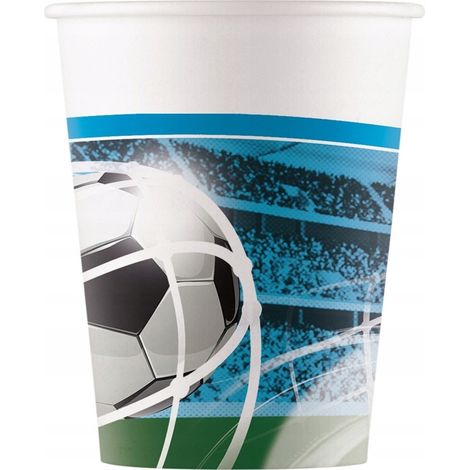 Bicchieri di carta a tema calcio, 200 ml, 8 pezzi (1/2)