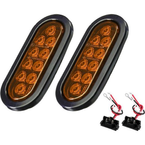 Ampoules LED ovales jaunes pour feux de freinage de voiture (10 LED) (1/5)