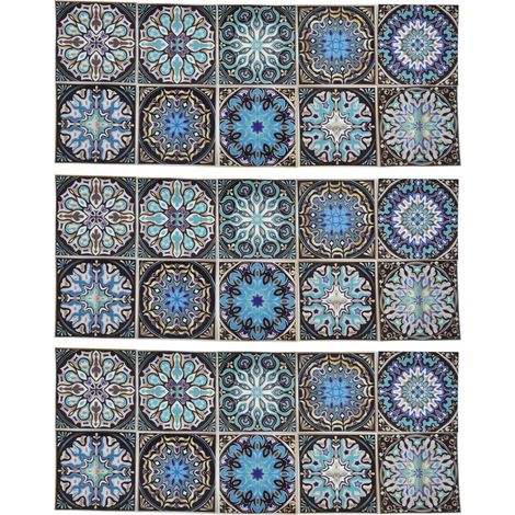 30 Autocollants Muraux Motif Datura 10x10cm Adhésifs Décoratifs pour Cuisine Salle de Bain Escaliers Étanches