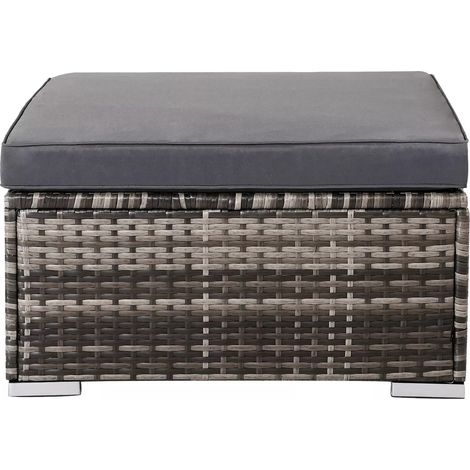 AREBOS Polyrattan Hocker Sitz Ablage In & Outdoor geeignet inklusive  Sitzkissen (1/5)