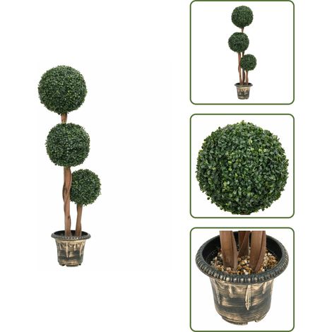 Planta de interior - vidaXL Planta de boj artificial forma de bola con maceta verde 119 cm - Planta exterior
