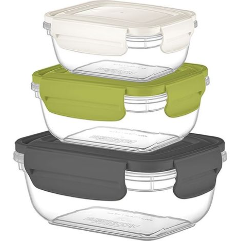 Set 3 Pezzi Contenitori Frigobox Frigoclick Fresh Rettangolare 40 - 80 - 140 cl
