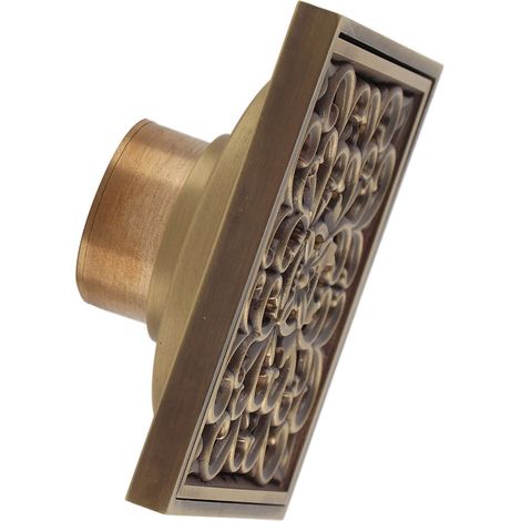 Grille de siphon de sol de douche en laiton antique 10 cm, couvercle de crépine de siphon de salle de bain (1) (1/5)
