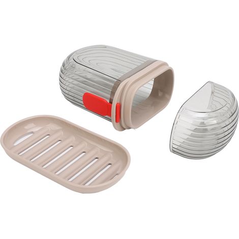 Étui à savon de voyage en PET étanche, portable, avec couvercle et plateau d'égouttage, idéal pour les voyages, le camping et la salle de sport. Transparent noir. (1/5)