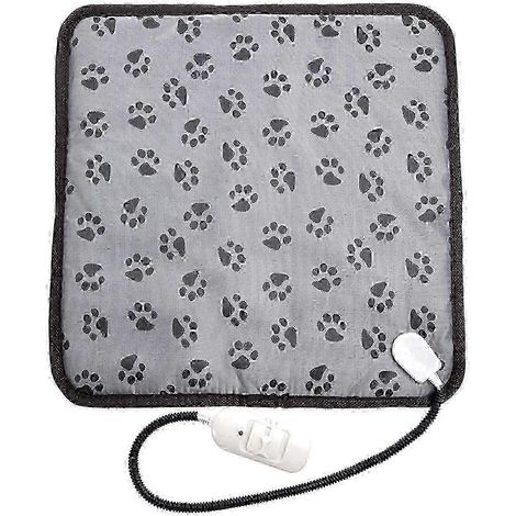 Tapis chauffant électrique réglable pour chiens et chats, avec cordon en acier étanche et résistant aux morsures, 45 cm x 45 cm (grand format). (1/4)