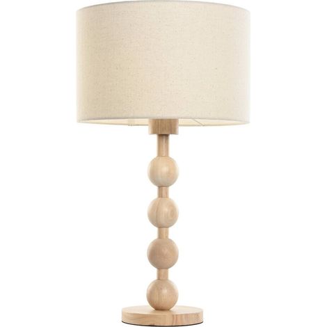 Lampe de table en lin naturel élégance urbaine - Bois naturel et lin beige (1/5)