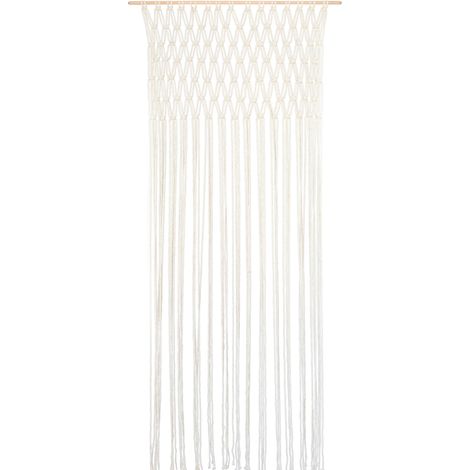 Tenda Antimosche per Porta Finestra a Pannello Con Telaio In Legno,Colore Bianco, Moschiera con corde Intrecciate per Esterno Interno Fili a Caduta (1/4)