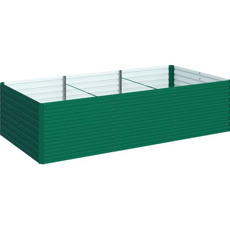 Jardinière surélevée rectangulaire en acier galvanisé vert 240x120x60cm - Bac de culture extérieur à fond ouvert - Potager sur pieds (1/5)