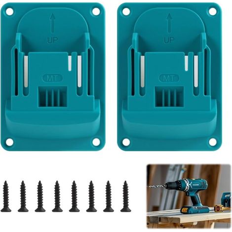 2-Piece Battery Holder Compatible with Makita 14.4V and 18V, Sturdy ABS Wall-Mounted Tool Holder, Wall-Mounted Drill Holder for Power Tools, Workshop Storage, Garage, Workbench, Shelf, Wall, Ceiling (1/5)