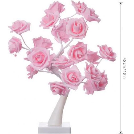 Lampe De Chevet Arbre - 24 LED Rose - 45 Cm - Commande Tactile - Branches Réglables - Fonctionne Sur 3 Piles AA (1/4)