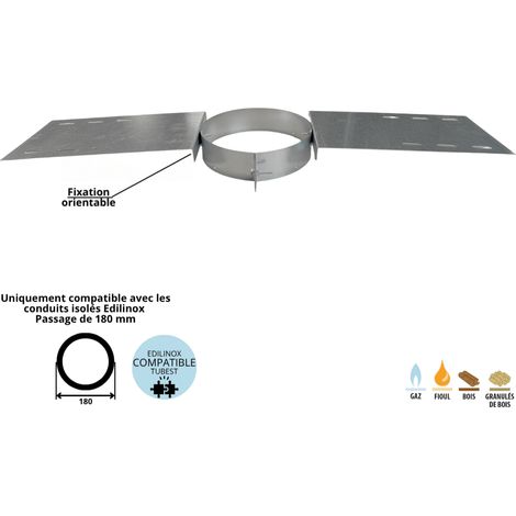 Support au toit conduit double paroi isolé Edilinox - Diamètre 130 mm