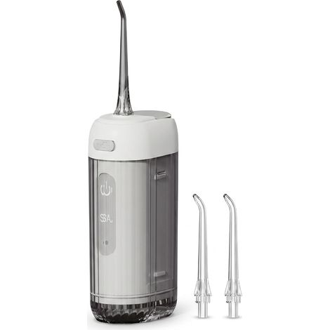 Douche buccale portable, hydropulseur sans fil rechargeable par USB, étanche IPX7, nettoyeur dentaire électrique pour les espaces interdentaires, irrigateur buccal compact pour la maison et les voyage (1/5)