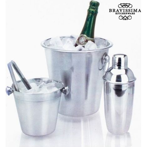 Kit de barman : support d'alcool, récipient à glace, pinces, shaker (1/5)