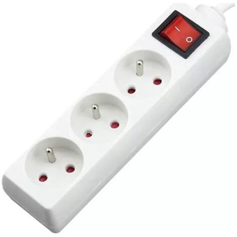 Monobloc power strip 3 sockets 16A with 3M 230 V switch extension with child safety, White (1/5)