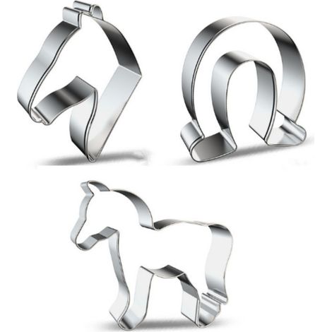 Emporte Pièce Cheval - Acier Inoxydable - 3 Pieces - Biscuits Sablés - Noël Anniversaire - Usage Pâtisserie (1/5)