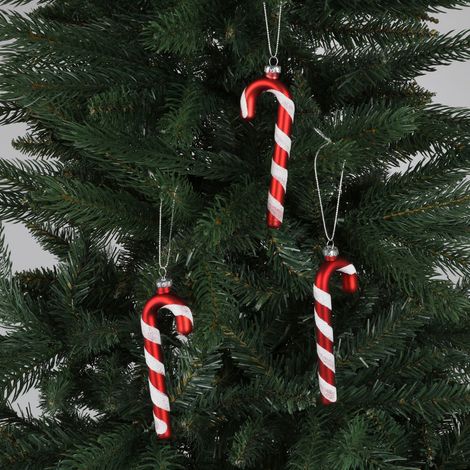 Deko Zuckerstangen 3er-Set aus Glas 12cm Weihnachtsdeko Baumschmuck Baumanhänger (1/5)