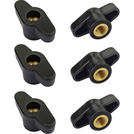 6 Pièces - Écrou à Poignée - Bouton de Serrage - Filetage Moleté M8 - Tête Droite - Pour Mécanique et Mobilier - Noir - 36x8 mm (1/5)