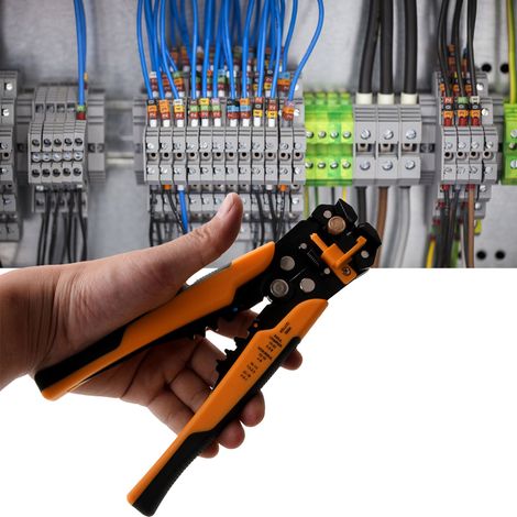 Multifunktionale automatische Abisolierzange 0,2–6,0 mm², Elektrikerwerkzeug, Kabelabisolierer, ergonomische orangefarbene Zange (1/5)