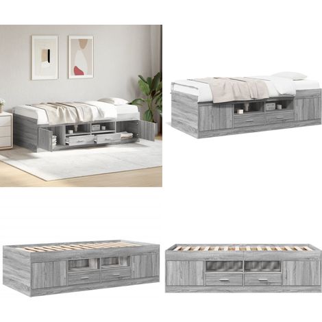 Lit de jour avec tiroirs sans matelas sonoma gris 90x200 cm - Canapé-lit - Tiroirs de lit (1/5)