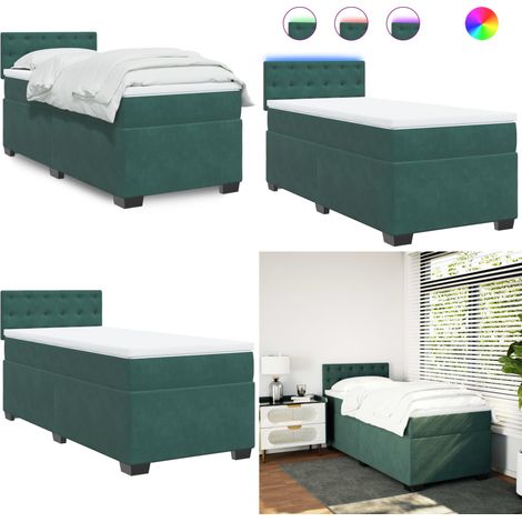 Boxspringbett mit Matratze Dunkelgrün 80x200 cm Samt - Boxspringbett - Doppelbett - Samtbett - Grünes Bett - LED Beleuchtung - Home & Living (1/5)