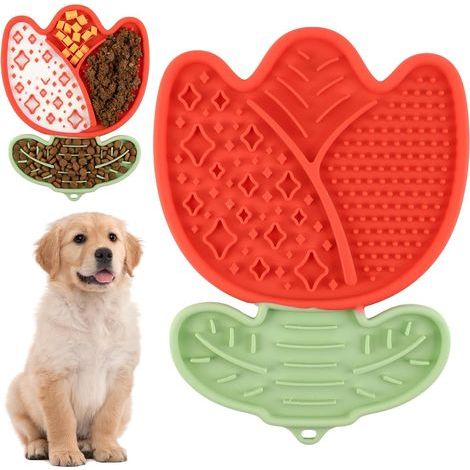 Tapis de Léchage Chien,Tapis de Lechage pour Chiot Chat,pour Soulager l'anxiété de l'animal,Lick mat Chien avec Ventouse pour Bain,Entraînement,Toilettage,Silicone de Qualité Alimentaire(rouge) (1/5)