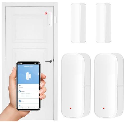 Set di 2 sensori per porte WiFi, sensore di allarme per porte, sensore di contatto wireless WiFi per finestre, sensore di contatto intelligente per finestre per la sicurezza domestica, sensore per por (1/5)