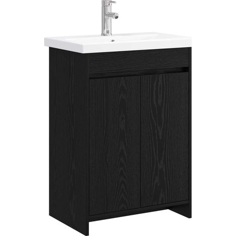 Badezimmermöbel-Set Schwarze Eiche 61 x 40 x 84,5 cm vidaXL