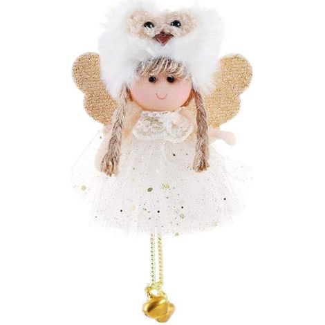 Pendentif ange de Noël, décoration pour sapin de Noël, pendentif poupée ange mignonne, ornement en plumes à suspendre pour la décoration intérieure (1/5)