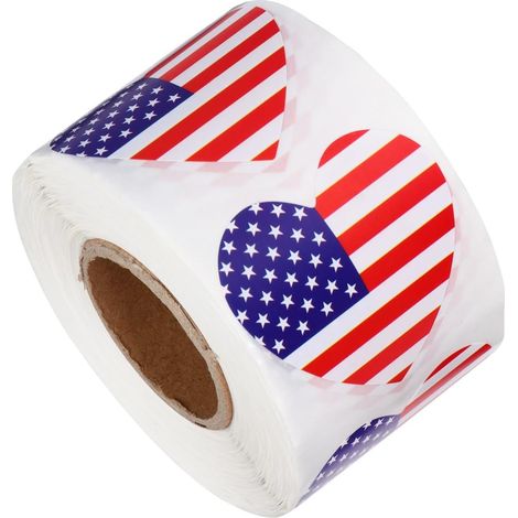 Herzförmige US Flagge Aufkleber aus Papier Selbstklebend and (1/5)