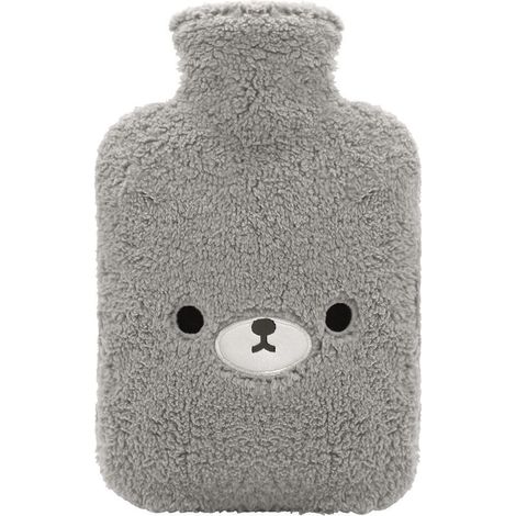 (ours gris) Bouillotte avec housse douce et douillette, grande taille, 2 litres, adorable (1/5)