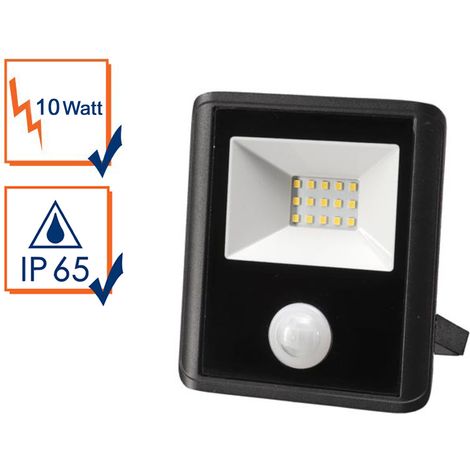 10 Watt LED Strahler mit PIR Sensor, 4000 Kelvin Neutralweiß, IP65, 11x13cm (1/5)