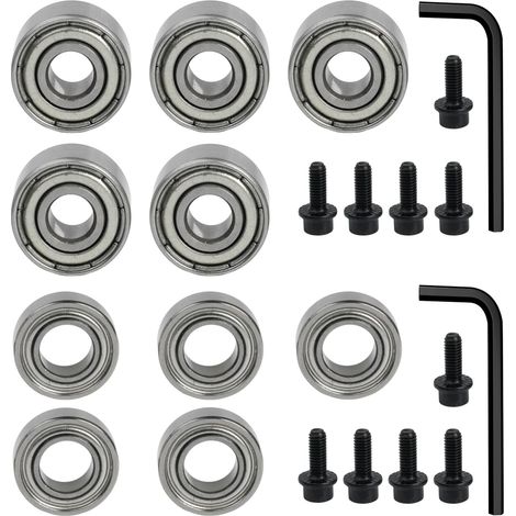 10 x 4.76 x 9.52 mm + 4.76 x 1.2 cm Bearings with Screws and Tool, Ball Bearings for Flush Milling Cutters, for Lathes, Engines, Milling Machines (1/5)