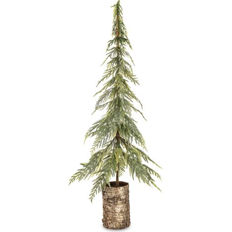 Albero di Natale artificiale verde, in plastica naturale, effetto betulla, 93x34x24 cm