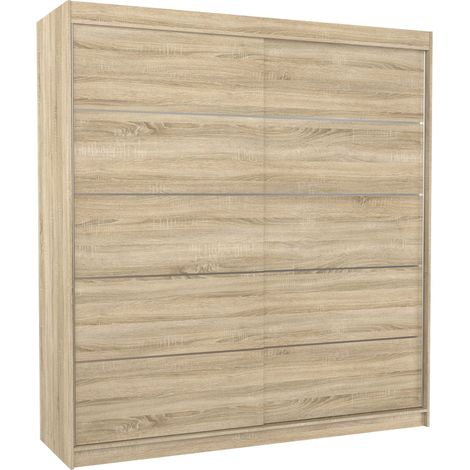 Les Tendances – Armoire adulte VONA 200 cm – 2 portes coulissantes – Structure en panneau laminé noir – Design contemporain et élégant