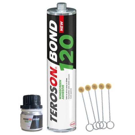 Kit colle pare-brise 310 ml – Adhésif polyuréthane BOND 120 – Primaire activateur BOND 8519 – 5 applicateurs pour application précise – Teroson
