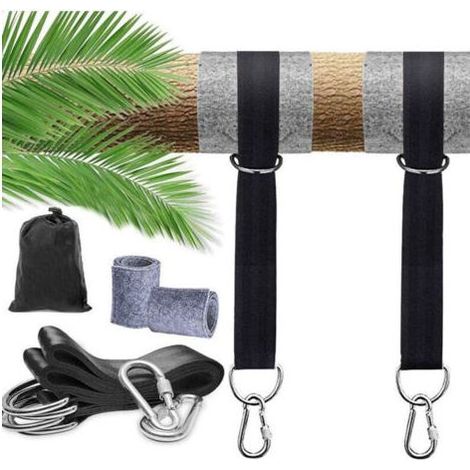 Lot de 2 Kit Hamac Ultra Résistant aux Sangles Lourde Suspension 150cm avec D-Ring,Deux Crochets Mousquetons, Charge Max 500kg,Sangles Terylene 100% Non,Extensible, Adapté aux Hamac, (1/4)