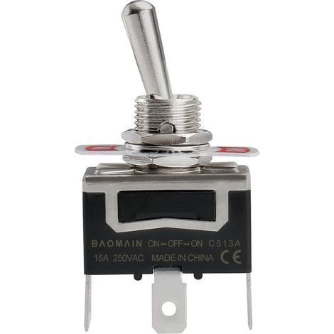 Interrupteur à bascule 3 pièces, type de commutateur SPDT 3 broches 15v / 250V AC, trou de montage 12mm, borne d'étiquette 1 / 4 "pour appareils ménagers, équipements industriels, projets électronique (1/2)