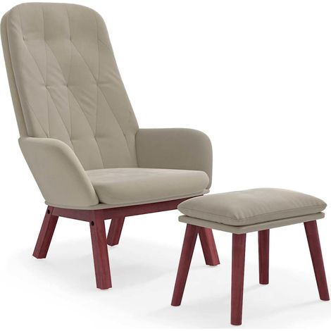 Maison Exclusive - Relaxsessel mit Hocker Hellgrau Samt (1/5)