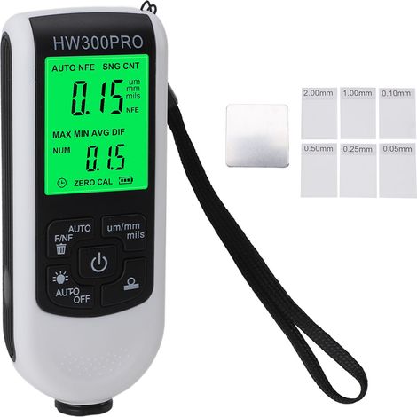 Jauge d'épaisseur de peinture en mils, haute précision, écran rétroéclairé HD, compteur de revêtement antidérapant intelligent pour automobiles industrielles. (1/5)