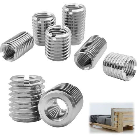 12 Pièces Adaptateurs de Filetage en Acier Inoxydable, Inserts Filetés Réducteurs M12 à M10 x 15 mm, Manchons Filetés pour Réparation et Assemblage dans l'Automobile, la Mécanique et le Mobilier (1/5)