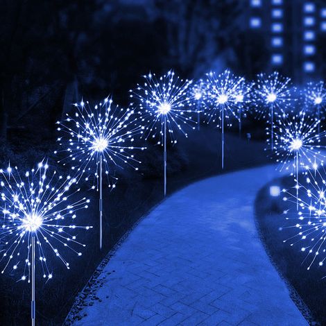 Lampe de jardin LED solaire avec effet feu d'artifice, décoration aérienne étanche pour éclairage de pelouse et paysage extérieur, 2 pièces (1/4)