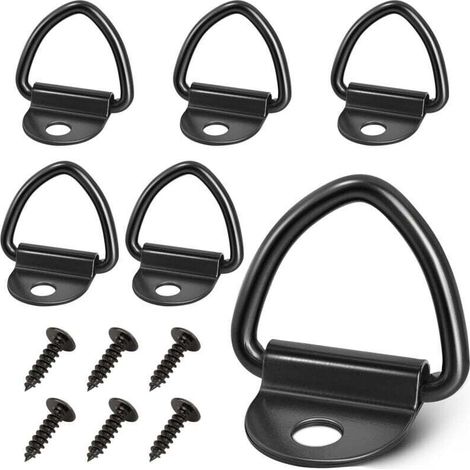 Pack of 6 V Rings, Construction Rings, Heavy Duty 85 x 63 mm, V Mounting Ring, with 5 mm M6 Screw Accessories, with 400 kg Load for Trailers, Trucks, Load Securing (1/4)