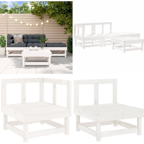 Set Salotto da Giardino 4 pz Bianco in Legno Massello di Pino - Mobili da giardino - Divani da giardino