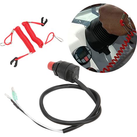 Cordon de sécurité d'arrêt d'urgence pour moteur hors-bord, en PVC et ABS, compatible Yamaha