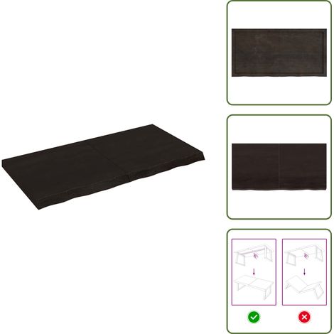 Wandregal Dunkelbraun 120x60x(2-6)cm Massivholz Eiche Behandelt - Eichenholz Möbel - Wandregal - Rustikal - Holzmöbel - Regal Massiv (1/5)