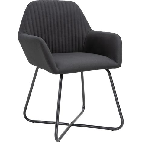 Lot de 2 Chaises à manger,Chaise de cuisine noir tissu CFW76066 (1/5)