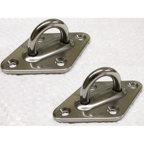 Stainless Steel Diamond Eye Plates X2 (6MM Marine Boat Deck Attachment) (1/3)