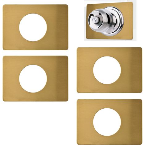 Plaque de réparation de serrure de porte, 4 pièces en acier inoxydable Plaques de fixation pour poignées de porte auto-adhésives Plaques de réparation pour poignées de porte (1/5)