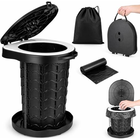 Tragbare Falt-Toilette 220 kg Trocken-Campingtoilette mit Deckel, PP-tragbare Toilette für Wohnmobile, Campervans, Erwachsene und Kinder (1/5)