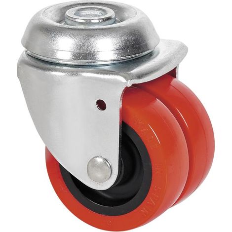 rueda giratora agujero m10 20ir50-ppi poliamix-poliur.rojo (doble) eje liso (1/2)